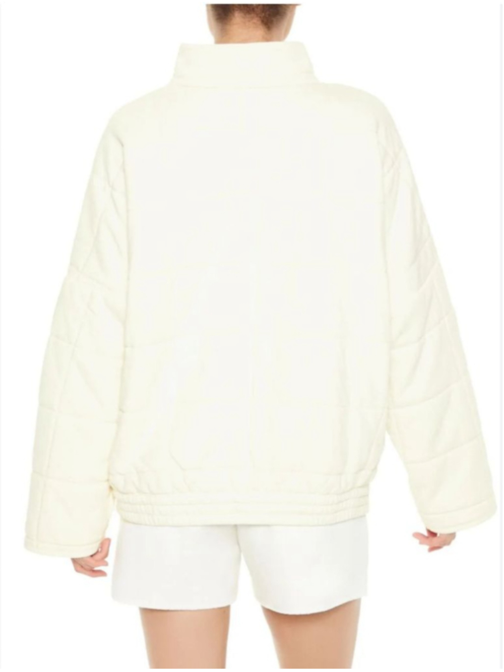 Women's FOREVER 21 Cream Quilted Puffer Jacket S